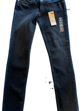 NEW Rare Levi’s 28/7 Demi Curve Skinny Jeans black wash/dk blue side panel/back